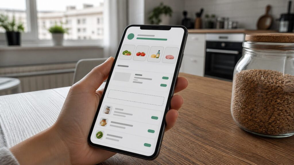 Оформление заказа продуктов в приложении с полем для промокода